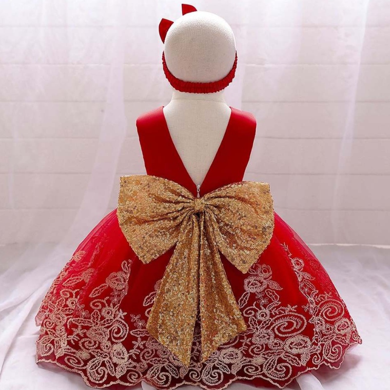 Baige New Fashion Coddler Party Party Fuste Rochie pentru fete cu flori de paiete pentru copii Copii Nunta prințesă L2023XZ
