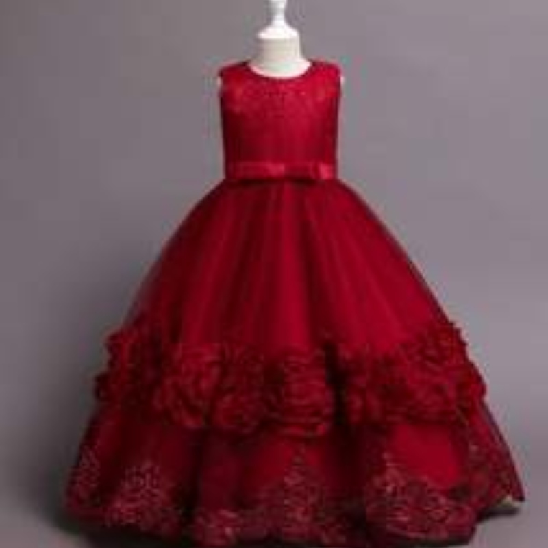 Baige New Design Copii \\ haine de stil lung de seară rochie de bilă pentru fetiță rochie de petrecere denaștere 68053