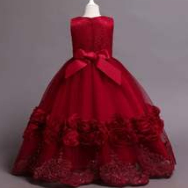 Baige New Design Copii \\ haine de stil lung de seară rochie de bilă pentru fetiță rochie de petrecere denaștere 68053