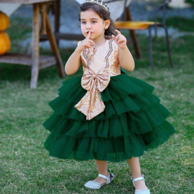Baige ocazii formale cu paiete pentru copii rochie de petrecere fără mâneci rochie de flori de fete \\