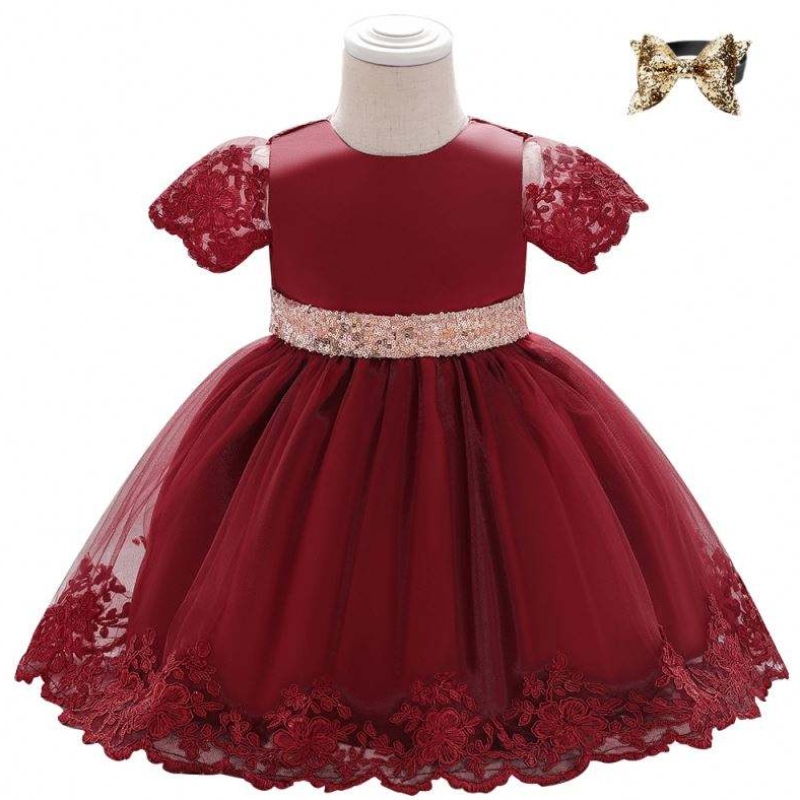Baige Summer Frock Designs Imagini Dress Party L1926XZ Mâneci scurte Birthday 0-2y Fete Old Lace pentru copii fără mâneci fără mâneci
