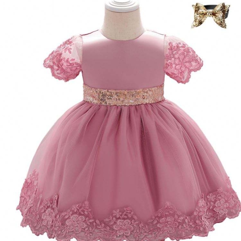 Baige Summer Frock Designs Imagini Dress Party L1926XZ Mâneci scurte Birthday 0-2y Fete Old Lace pentru copii fără mâneci fără mâneci