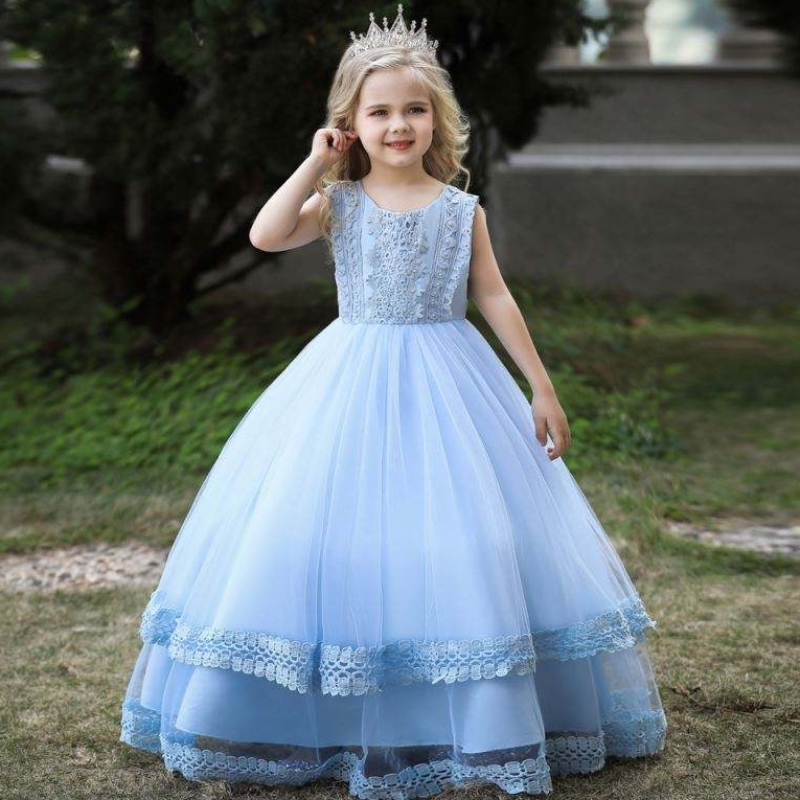 Baige White Kid Rochie lungă Prințesa Pageant Prom Ball Rochii denuntă Petrecere Floare Funcționare Fete Rochii