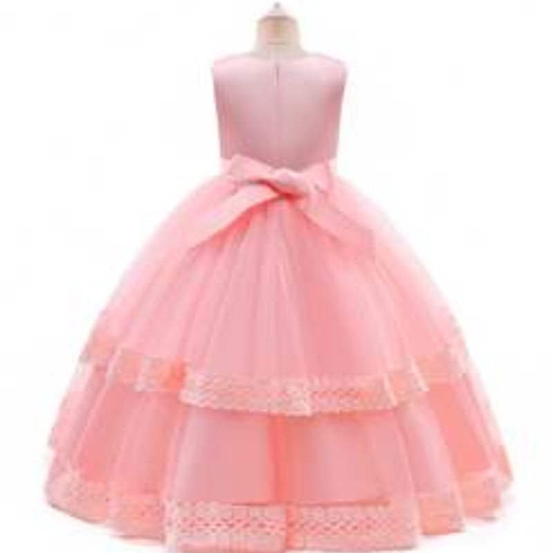 Baige Long Elegant Kids Adolescent Rochie de mireasă pentru copii Rochii de seară Părți de 3-15 ani