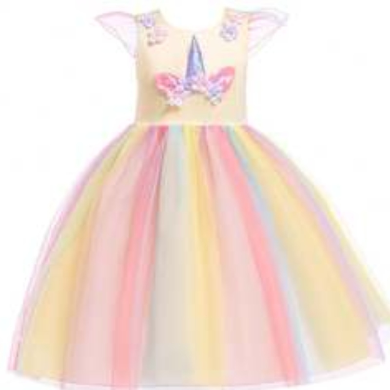 Baige Amazon vinde fete unicorn princesstuutu flori fete rochie curcubeu costum de petrecere de ziua denaștere Copiii de vară Tulle de vară