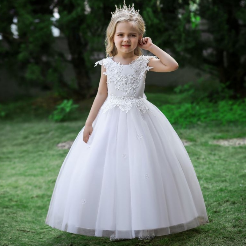 Baige 2022 rochie de mireasă din bumbac din satin rochie de flori strălucitoare rochie de fată lungă dantelă de fată mare