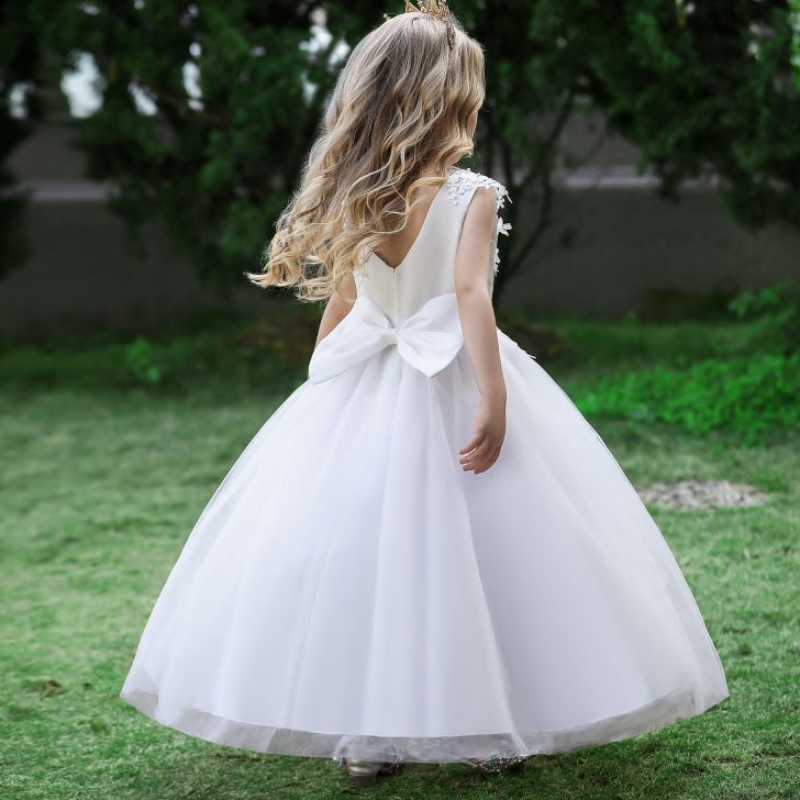 Baige 2022 rochie de mireasă din bumbac din satin rochie de flori strălucitoare rochie de fată lungă dantelă de fată mare