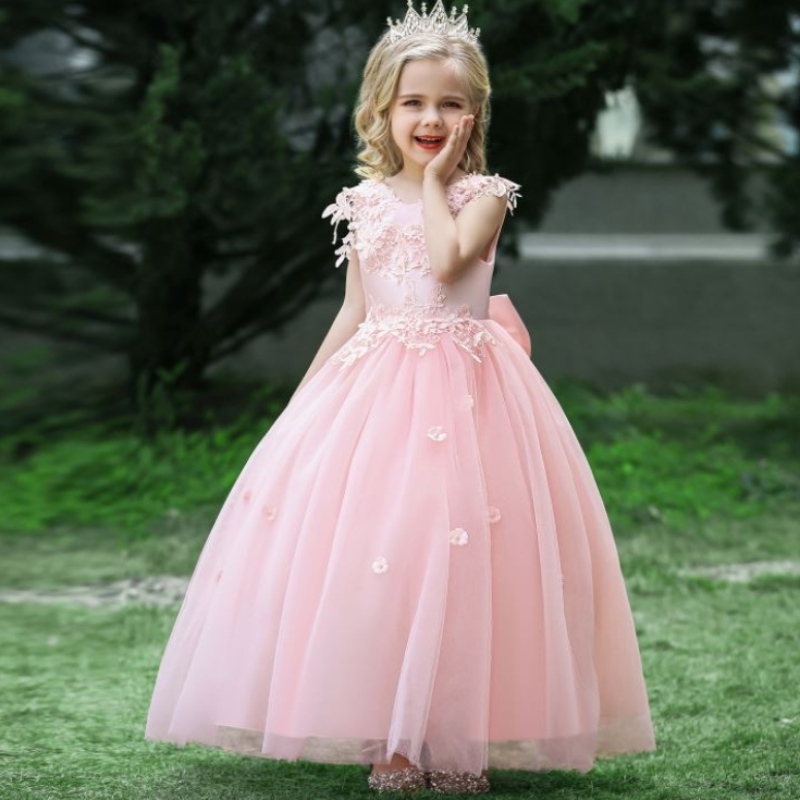 Baige 2022 rochie de mireasă din bumbac din satin rochie de flori strălucitoare rochie de fată lungă dantelă de fată mare
