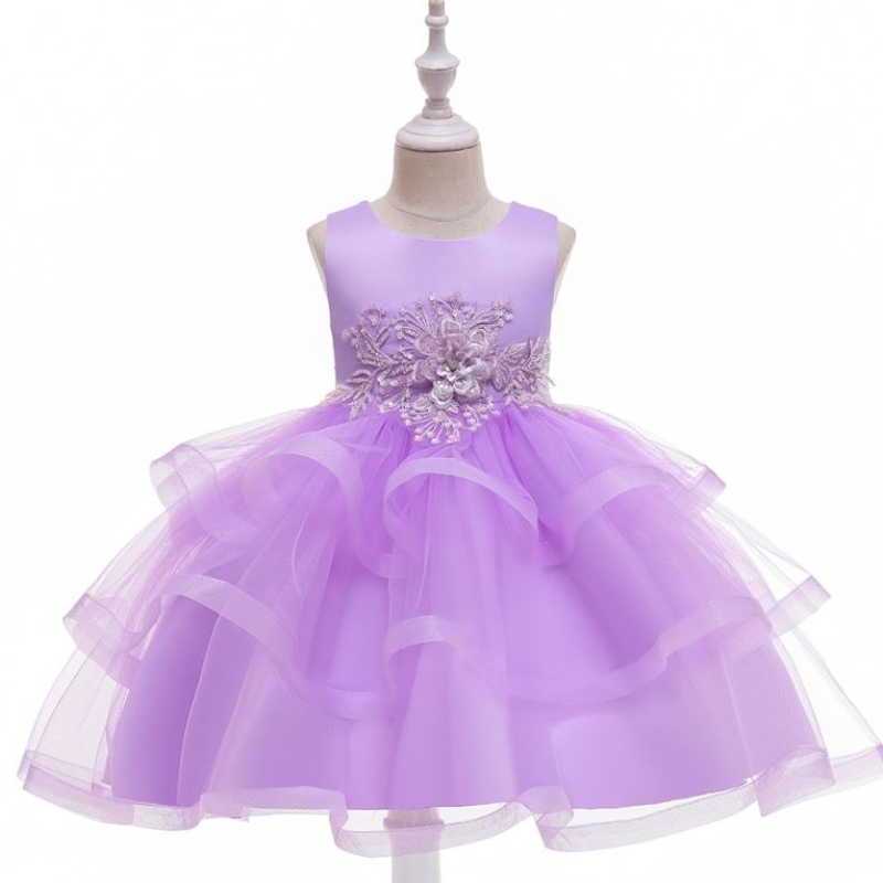 Baige New Sosit Puffy Flower Girl Girl Birthday Partynunta rochie de 3-10 ani pentru fete pentru copii rochii pentru copii