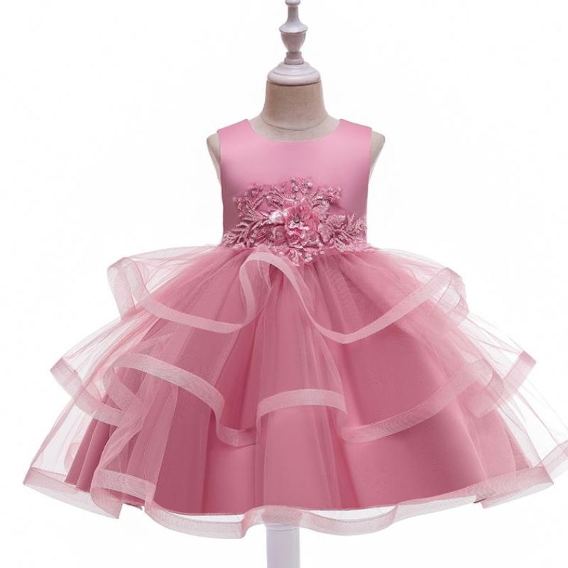 Baige New Sosit Puffy Flower Girl Girl Birthday Partynunta rochie de 3-10 ani pentru fete pentru copii rochii pentru copii
