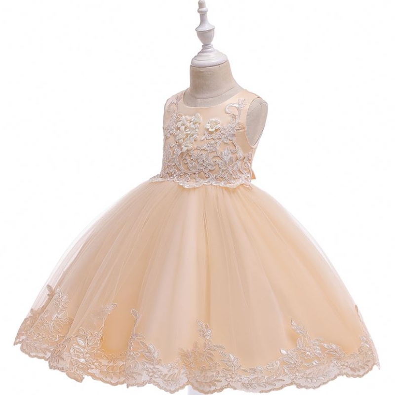 Baige Girl Princess Rochii de lux Rochie de petrecere fără mâneci Copii pentru copii Rochie de Ball Ball Birthday Party L5097
