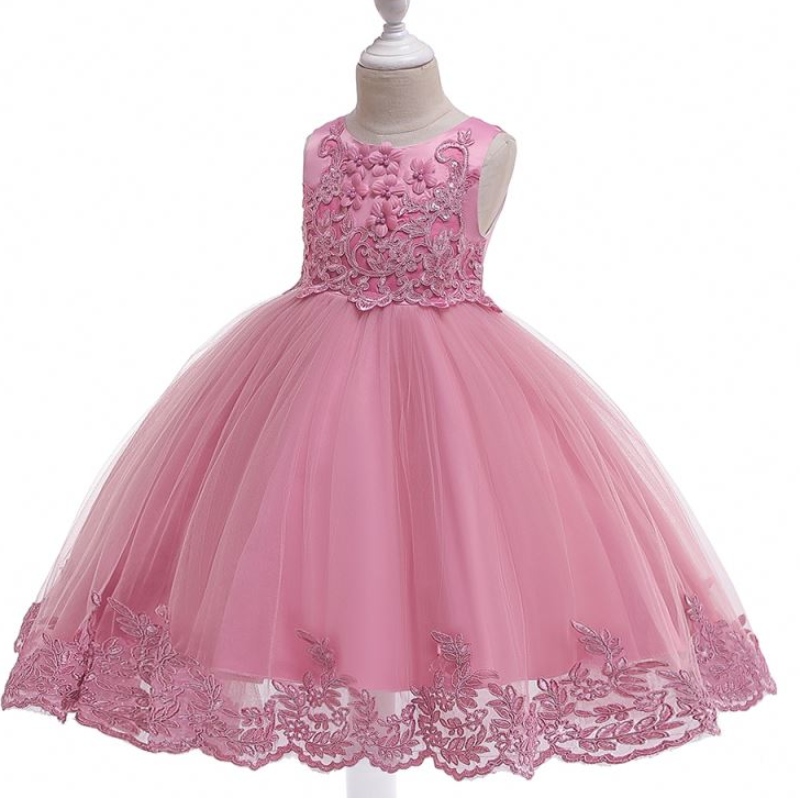 Baige Girl Princess Rochii de lux Rochie de petrecere fără mâneci Copii pentru copii Rochie de Ball Ball Birthday Party L5097