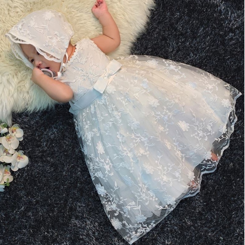 Baige New Party Girl Rochie White Royal Designnou-născut Rochii de botez pentru bebeluși B-8873