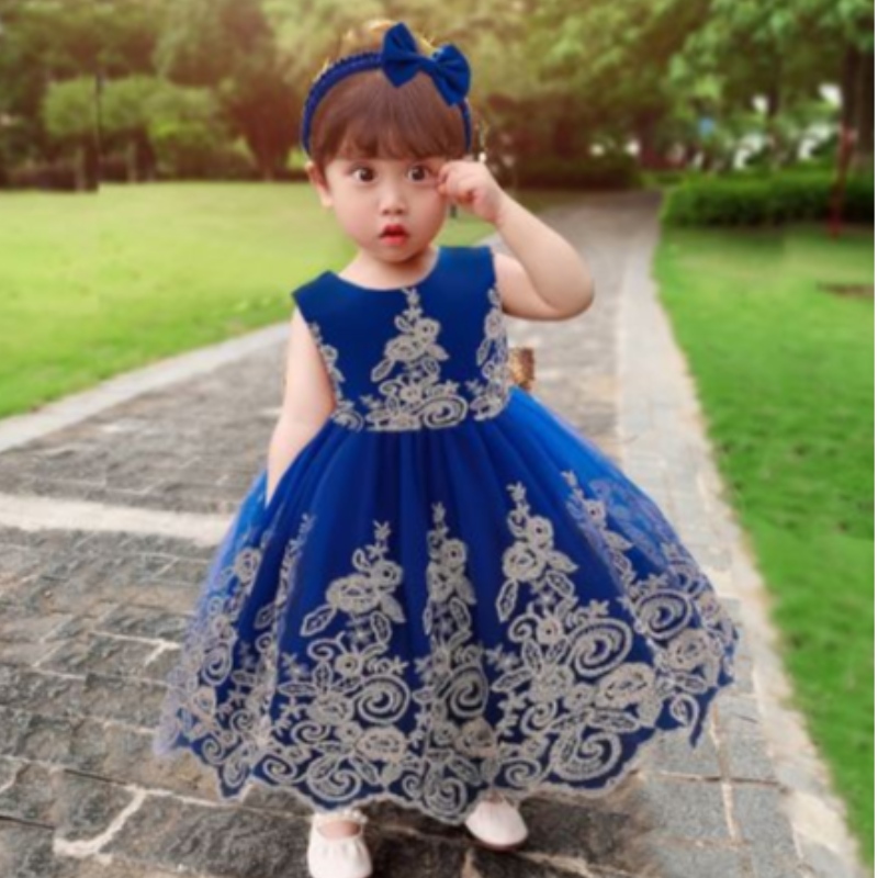 Baige New Lace Frock Kids Party Wear 0-6 Year Flower Girl Girl Birthday Party Ball L2023XZ