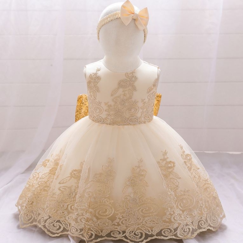Baige New Lace Frock Kids Party Wear 0-6 Year Flower Girl Girl Birthday Party Ball L2023XZ
