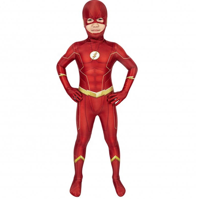 Vânzare directă din fabrică Sezonul Flash 5 Barry Allen Kids Superhero Costume Costume și costume Cosplay