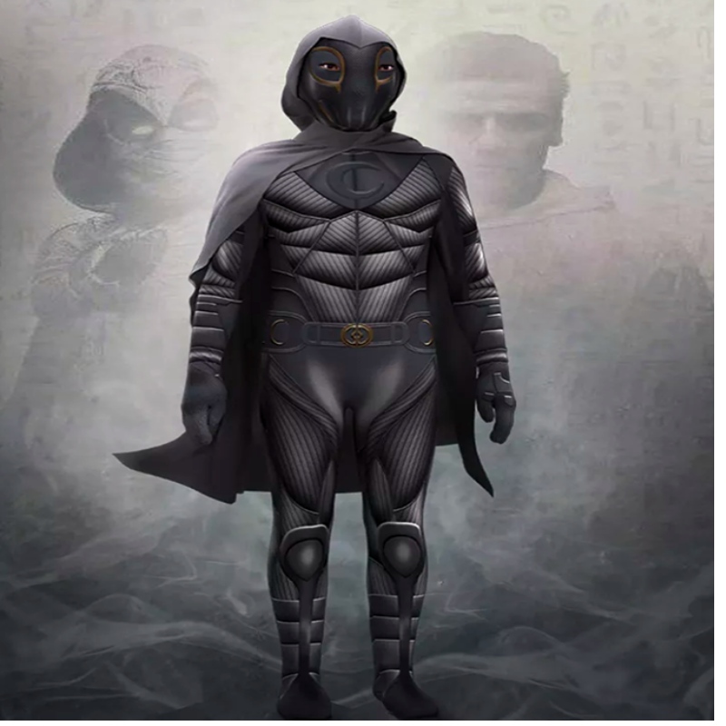 Costum de cavalerie Moon Marc Spector Super -erounegru Coplay Coplay Costum pentru copii și bărbați de Halloween