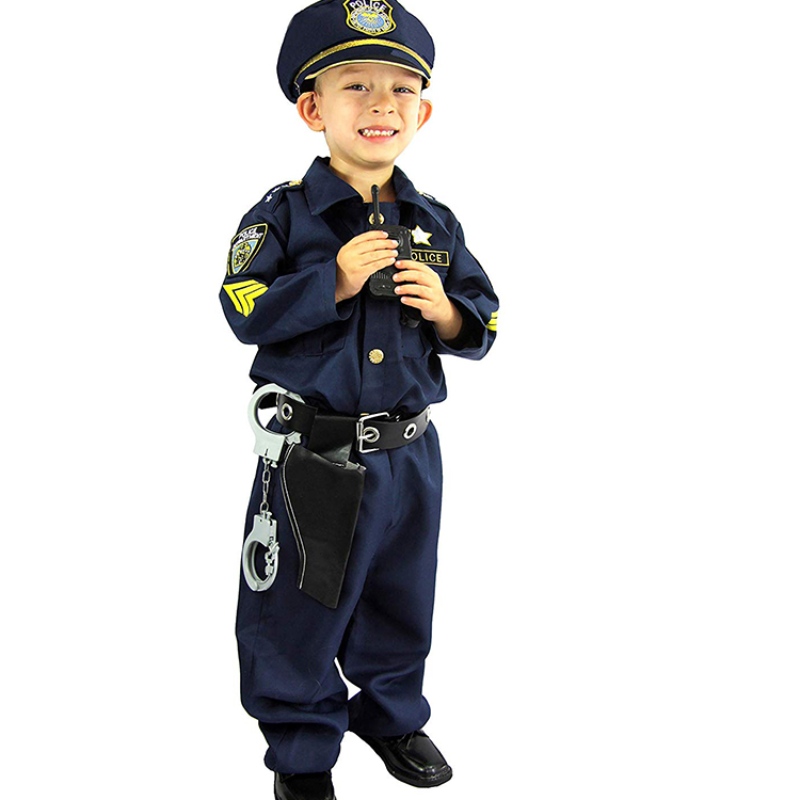 Costum de ofițer de poliție de lux și rol kit băieți de halloween halloween carnaval petrecere performanță fantezie îmbrăcăminte uniformă ținută