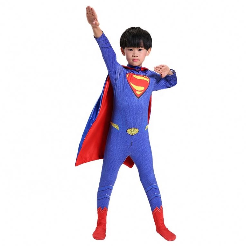 Marvel DC Superhero TV&movie Blue&red Figuri de benzi desenate Fancy Cosplay Bodypuit Colanți Anime Super Man Costume cu Cloak