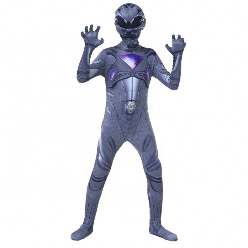 Supereroi de culoareneagră setează Halloween Party Talpsuit Mystic Force Power Ranger Costum pentru copii