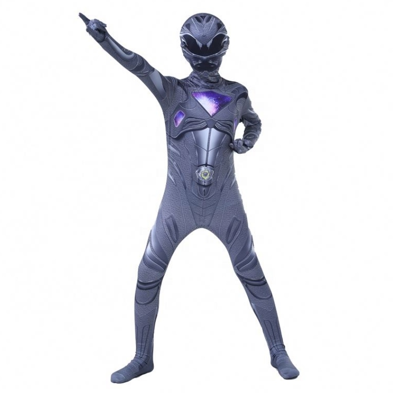 Supereroi de culoareneagră setează Halloween Party Talpsuit Mystic Force Power Ranger Costum pentru copii