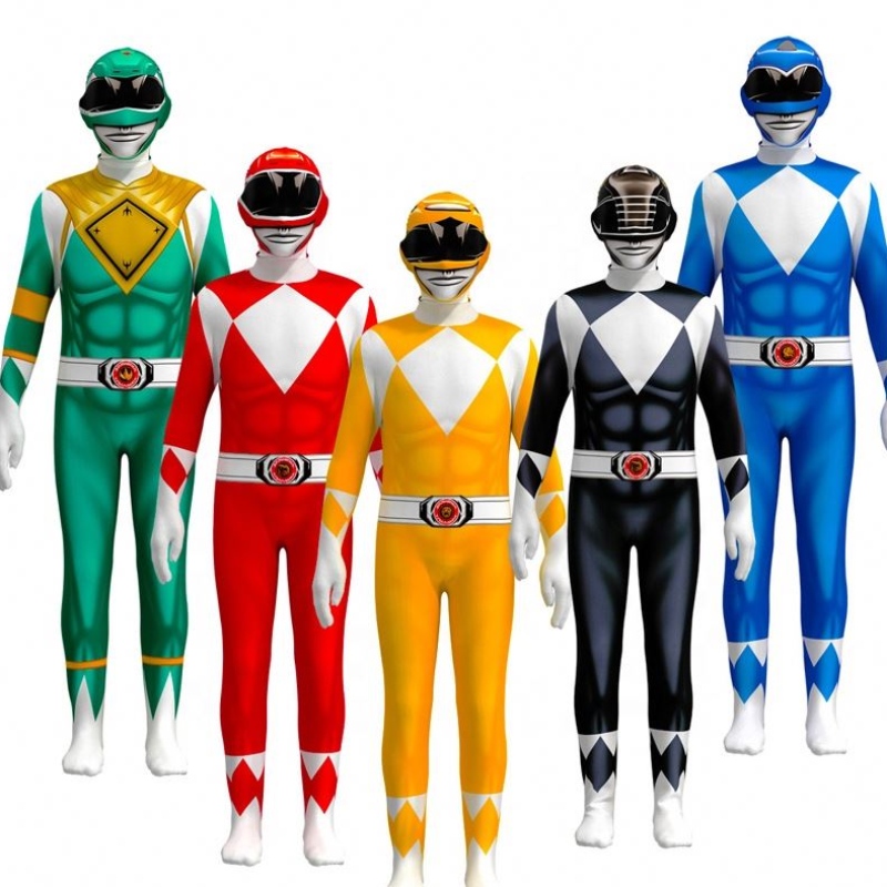 TV color multiplu&Super -erou setează Halloween Party Reps Performance Wear Power Ranger Costum