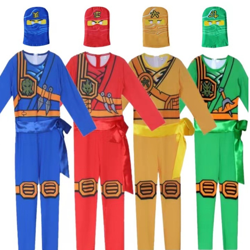 Hot Selling Halloween Children Party Party Dress Up Ninja Go Costum pentru copii Ninja Cosplay salopete Set de mască
