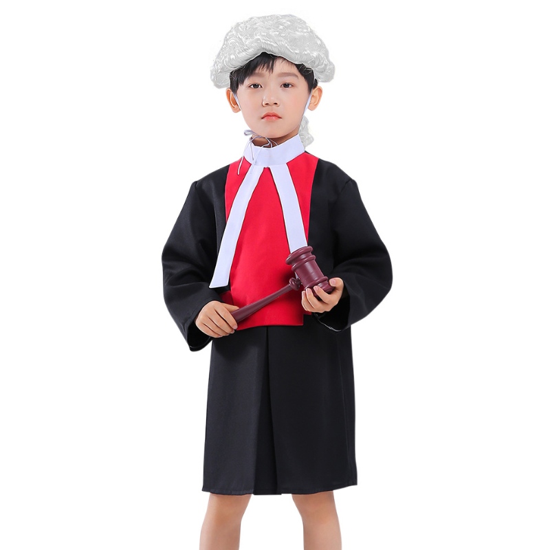 Copiii Judecători Costume Cosplay Robe cu peruca Gavel Halloween carieră avocat Costum pentru copii