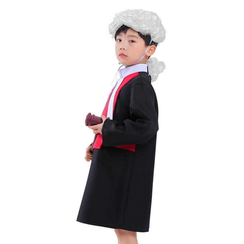Copiii Judecători Costume Cosplay Robe cu peruca Gavel Halloween carieră avocat Costum pentru copii