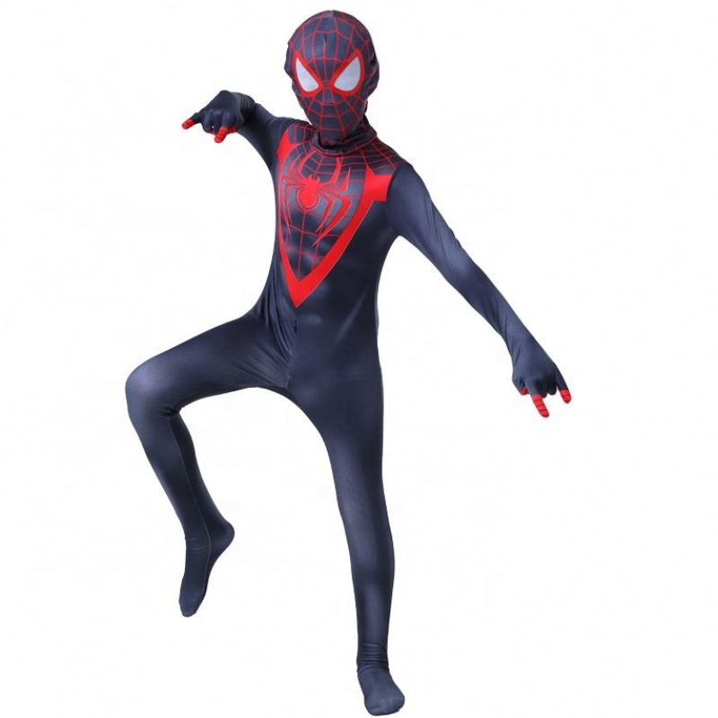 Nou design Halloween Carnaval Spiderman No Way Home Cosplay Black Zentai Jumpsuit Costum Spiderman pentru copii cu mască de față