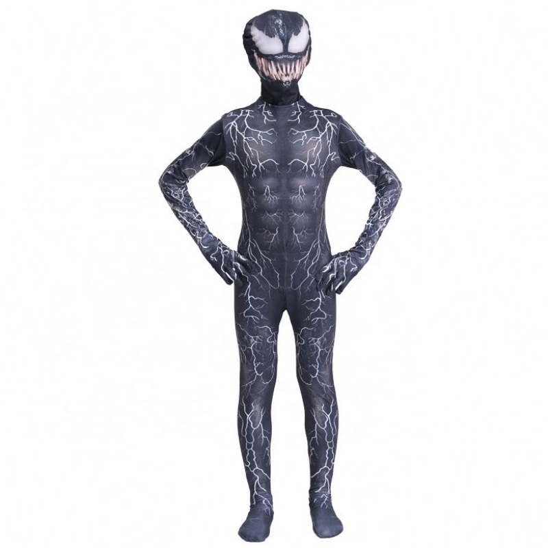 Black Muscle Zentai Bodyuit Adulți Superhero Supererou Scary Horror Salopeți Spiderman Halloween Cosplay Simbiote Venom Costume pentru băieți