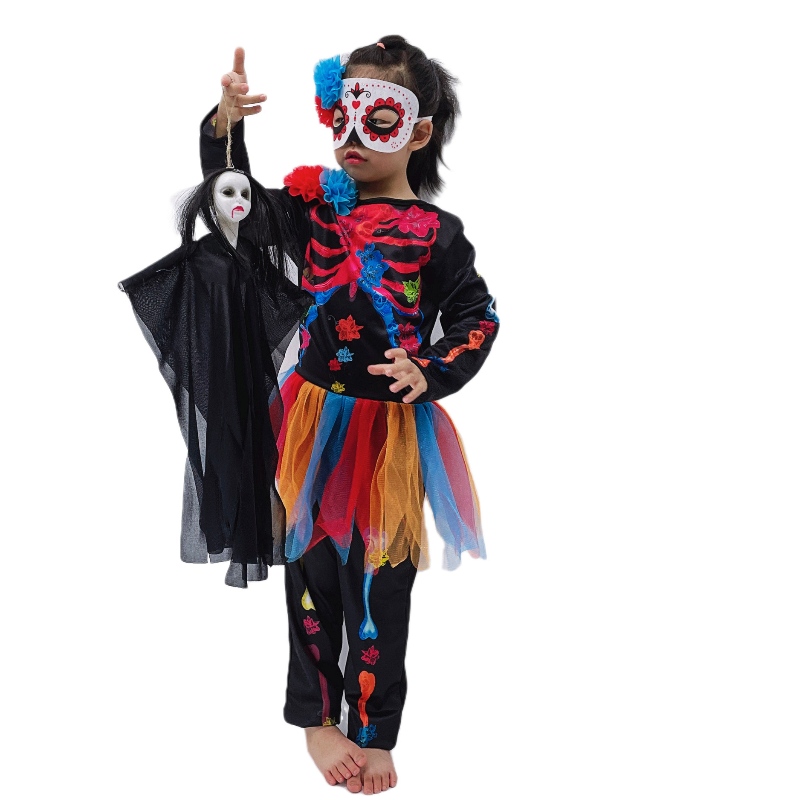 Stilnou Costum de Halloween Fashion Schelet Copii Simary Costum Horror Craniu Salopetă Carnaval Party Costum pentru copii