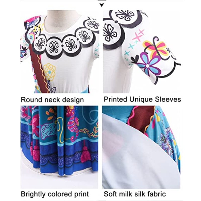 Costum Baige Mirabel Cosplay Copii Copii Fancy Carnaval Halloween Prințesa rochie encanto madrigal rochie