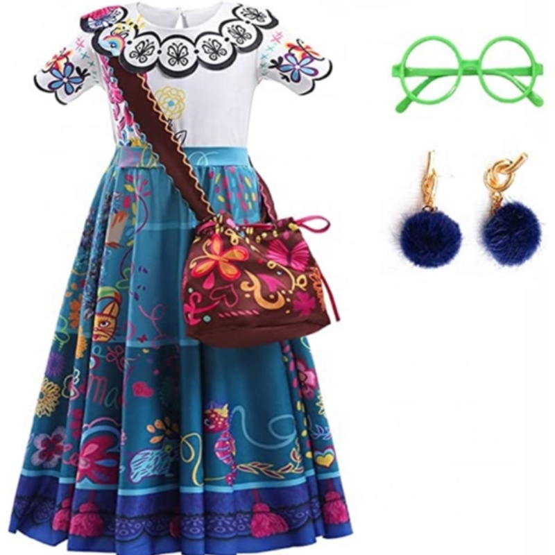 Costum Baige Mirabel Cosplay Copii Copii Fancy Carnaval Halloween Prințesa rochie encanto madrigal rochie