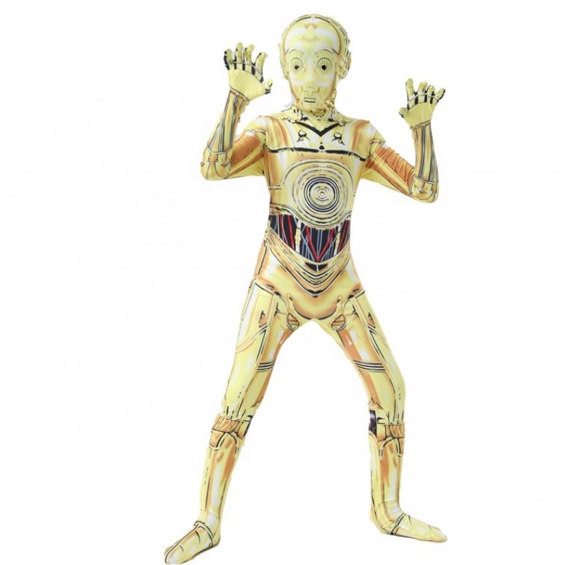 C-3PO robot amuzant robot de performanță uniformă ținute de halloween carnaval costum stele stele cosplay războinice costum cu mască pentru băiat