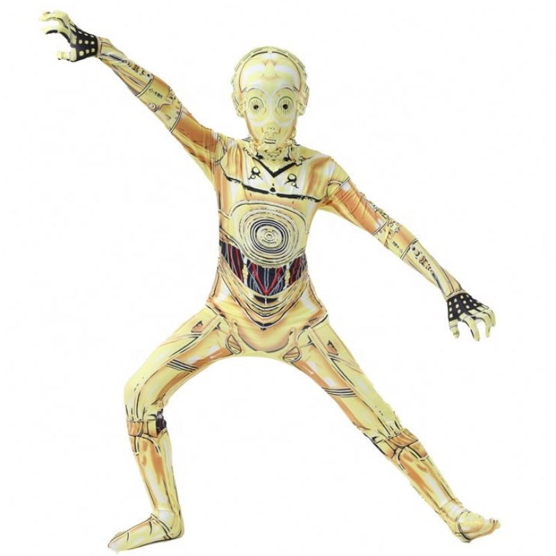 C-3PO robot amuzant robot de performanță uniformă ținute de halloween carnaval costum stele stele cosplay războinice costum cu mască pentru băiat