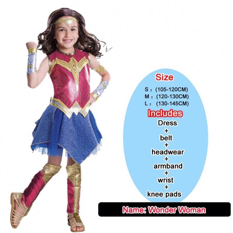 Baige Girls Wonder Woman Costum Halloween Set Princess Party Party Rochie ladybug pentru copii