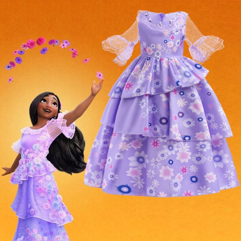 Carnavalul Baige Mirabel Isabela Purple Girl Rochie Encanto Kids Cosplay Costum