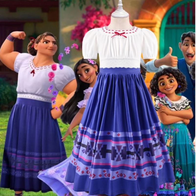 Baige Encanto Blue Lusia Mirabel Isabela Cosplay Costum cu mâneci scurte TEME TEMA PENTRU MFMW010
