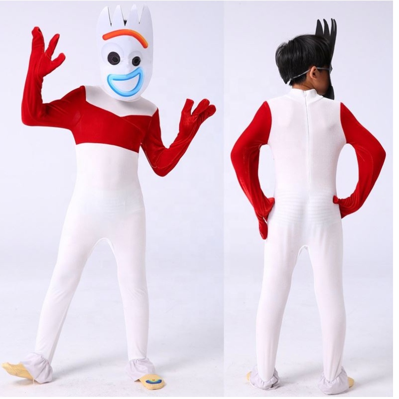 Costum de cosplay al albului alb din fabrică pentru petrecerea de Halloween Forky Performance Wear Toy Story Costum pentru copii cu mască