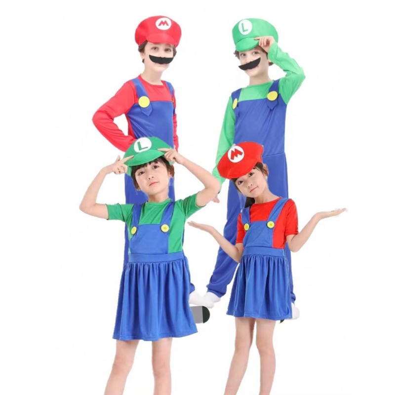 Super Mario Haine Adulți și copii Mario Family Bros Cosplay Costum Set pentru copii Cadou petrecere de Halloween Mario&Luigi Haine