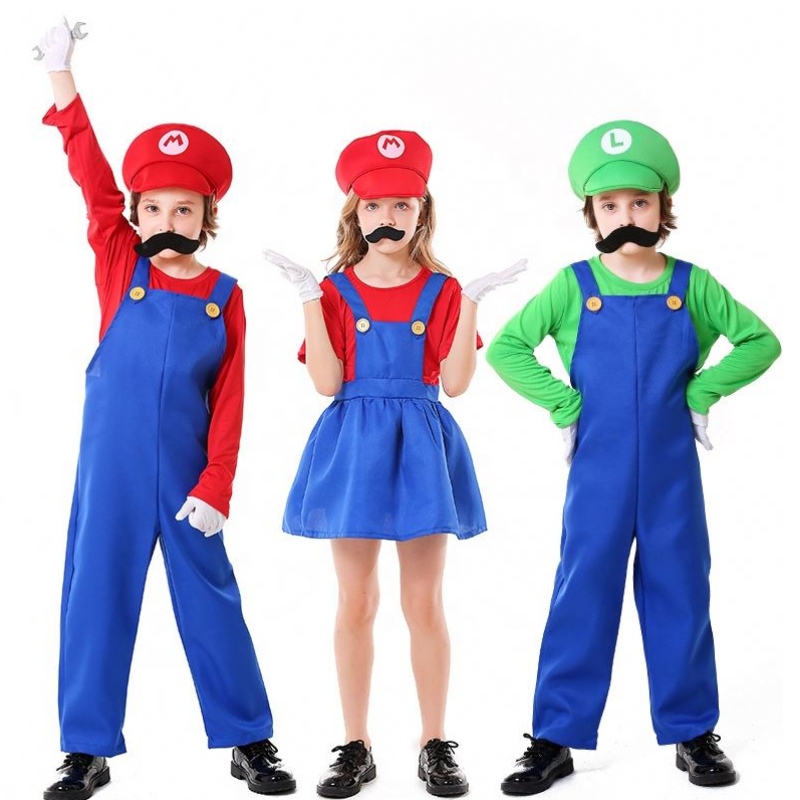 Hot Halloween Cosplay Louis Game Stage Costume Plumber Salopete Copii Super Mario Bros Costume