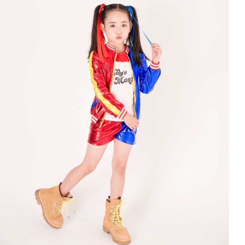 Costume de cosplay de vânzare la cald hot x Suicide Squad Harley Quinn Back Bretep Print Harley Quinn Cosplay Anime Costume pentru fete