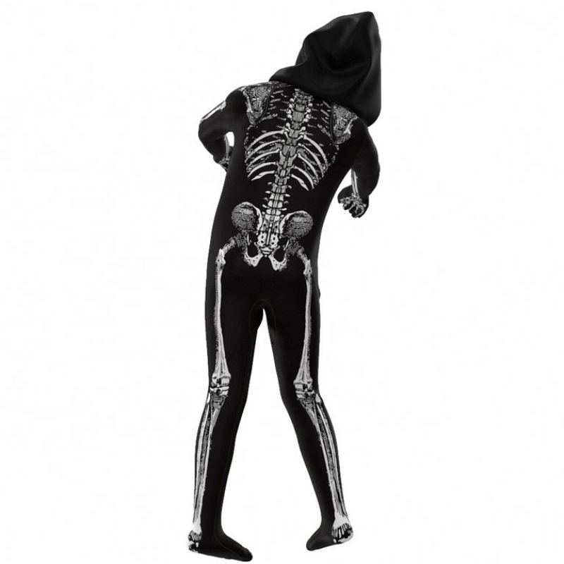 En -gros viu înfricoșător de Halloween Cosplay Props Human Schelet Schelet Skelet Hood Saltum Costume pentru copii