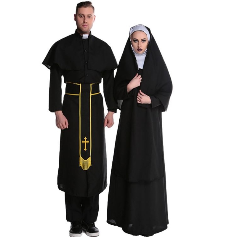 Costum de Halloween Adult Iisus Hristos Masculin Misionar Rochie clericală Maria Priest Nun Robe Cosplay Costum