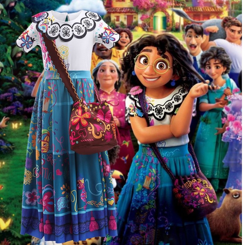 Costum Baige Mirabel Cosplay Copii Copii Fancy Carnaval Halloween Prințesa Dress Up Encanto Madrigal Rochie