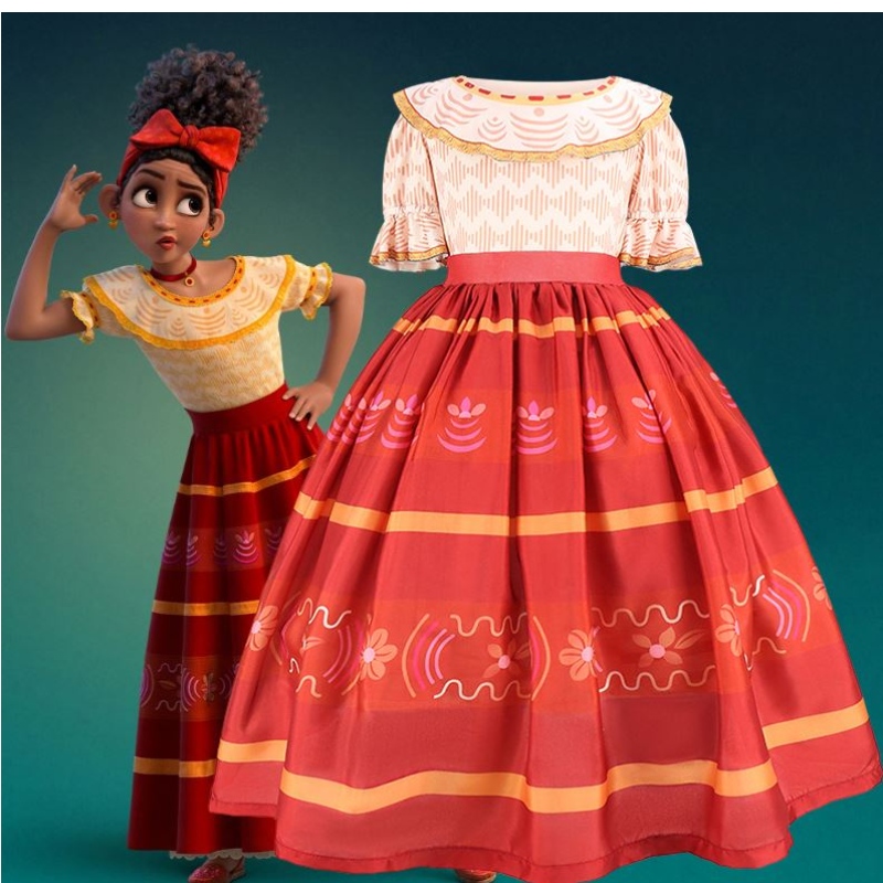 Costum Baige Mirabel Cosplay Copii Copii Fancy Carnaval Halloween Prințesa Dress Up Encanto Madrigal Rochie