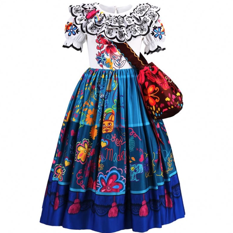 Baige Kids Mirabel Madrigal Costum de film Halloween Carnaval Cosplay Girls Party Party Party Encanto Rochii