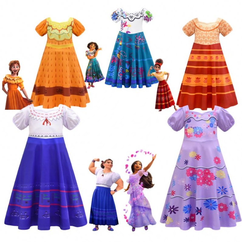 Magic Full House Encanto îmbrăcăminte îmbrăcăminte pentru copii Dress Up Costum Festival cu mânecă scurtă prințesă rochie encanto Mirabel cosplay