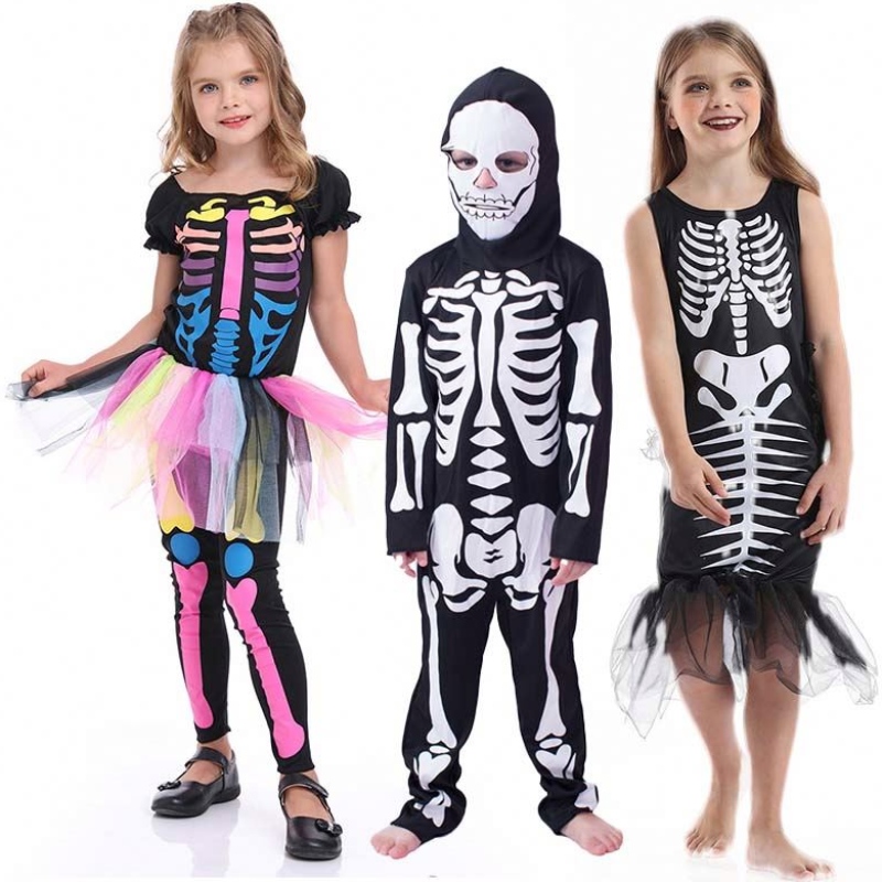 Halloween înfricoșat îmbrăcăminte de schelet fata băiat pentru copii oase costum hcvm-002